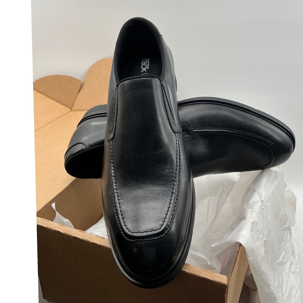 Nordstrom Rack Mens Black Leather Slip On Dress Shoes Moc Toe Loafers Size 13M